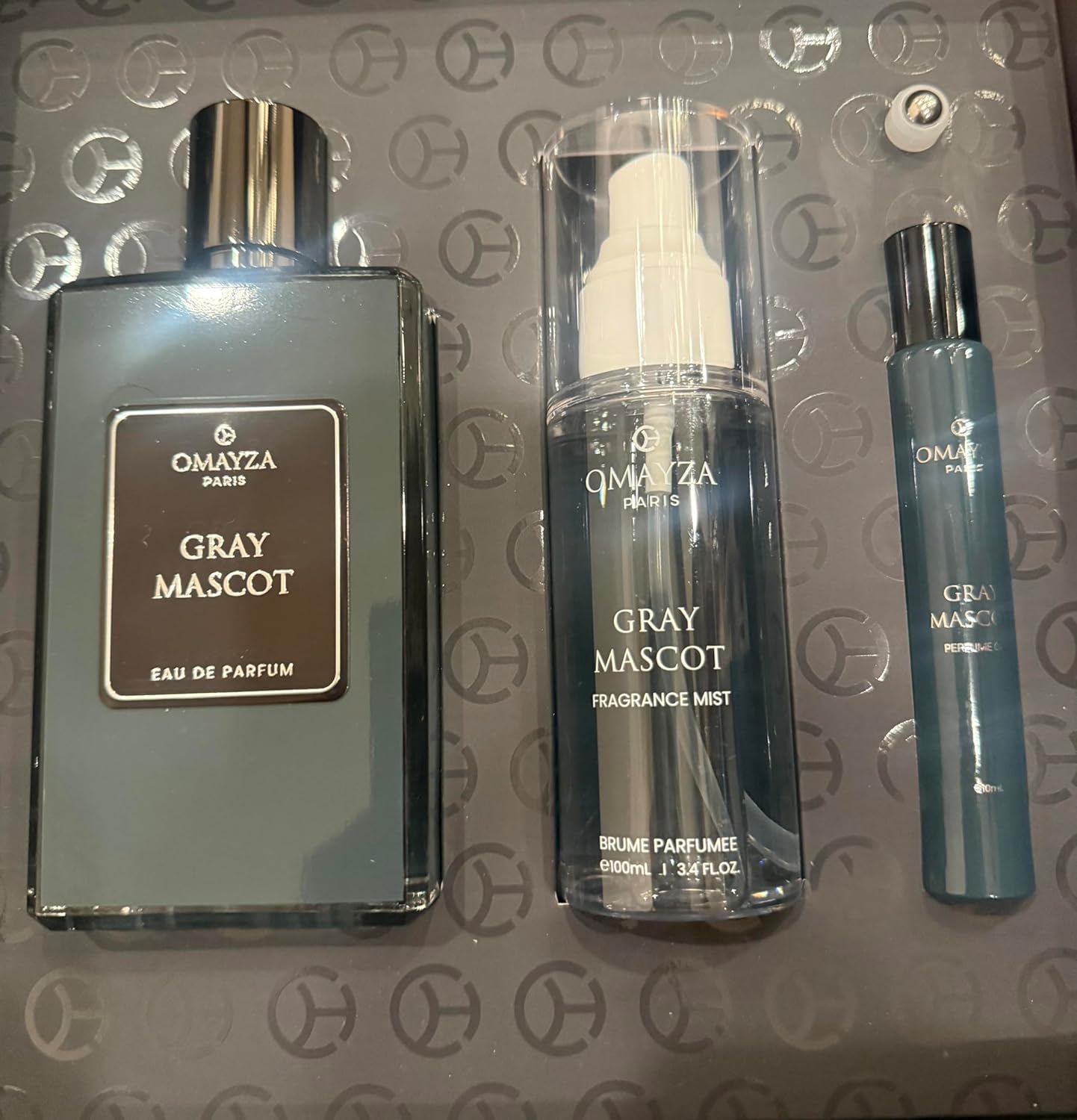 Gray Mascot GIFT SET (EDP 100ML + FRAGRANCE MIST 100ML + PERFUME OIL 10ML) PARIS for Men