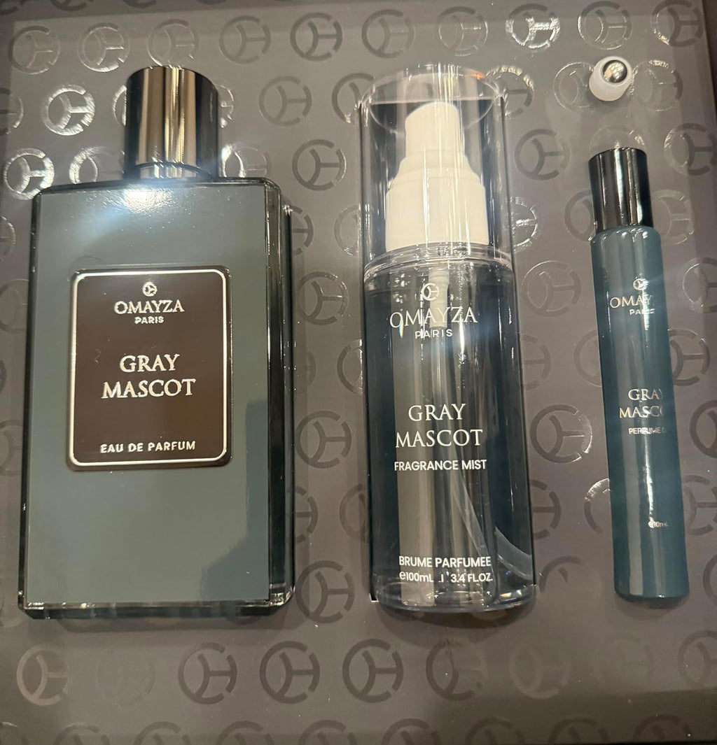 Gray Mascot GIFT SET (EDP 100ML + FRAGRANCE MIST 100ML + PERFUME OIL 10ML) PARIS for Men